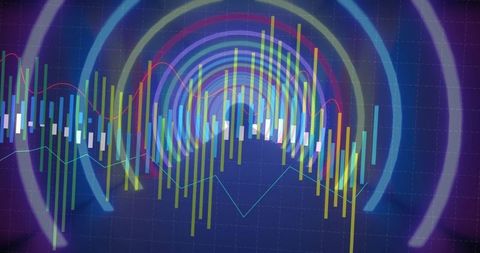 Futuristic Digital Data Analytics Visualization in Neon Design