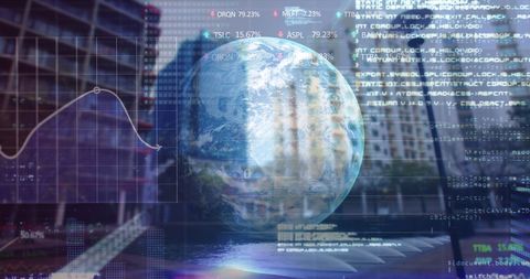Financial Data Processing in Urban Cityscape with Global Overlay - Download Free Stock Images Pikwizard.com