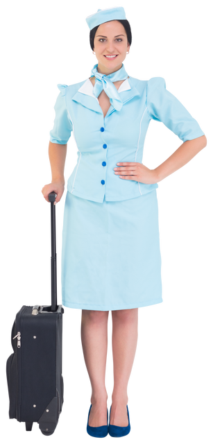 Smiling Air Hostess in Sky Blue Uniform Portrait Transparent Background - Download Free Stock Videos Pikwizard.com