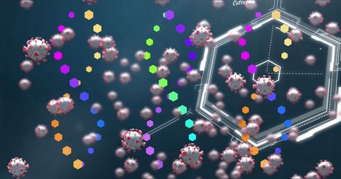 Digital representation of virus amidst network connections