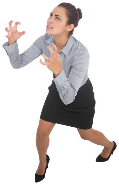 Frustrated Businesswoman Gesturing Claws on Transparent Background - Download Free Stock Videos Pikwizard.com