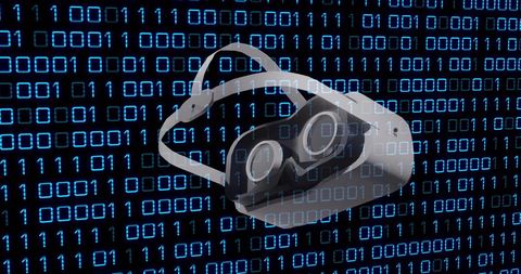 VR Headset with Binary Code Background for Data Visualization - Download Free Stock Images Pikwizard.com