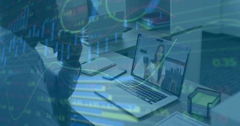 Business Professional Video Conference with Financial Analysis