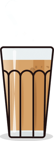 Illustration of Steaming Latte in Tall Glass with Transparent Background