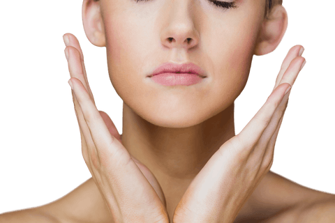 Pensive Caucasian Woman Showing Delicate Beauty on Transparent Background