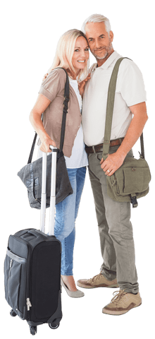 transparent happy couple traveling with luggage road trip logo - Download Free Stock Videos Pikwizard.com