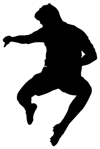 Athletic silhouette of a male football player on transparent background