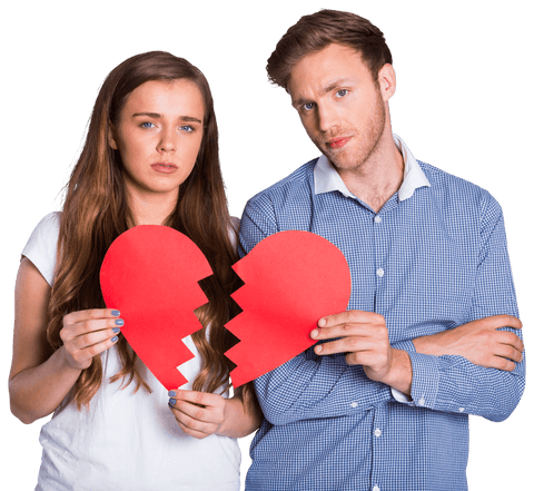 couple holding transparent broken heart sign with sad expressions - Download Free Stock Videos Pikwizard.com