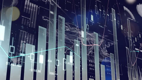 Digital Data Visualization with Futuristic Financial Graphics