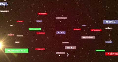 Social Media Notifications Overlay on Starry Night Background
