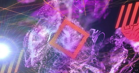 Vibrant abstract geometric patterns in purple and pink