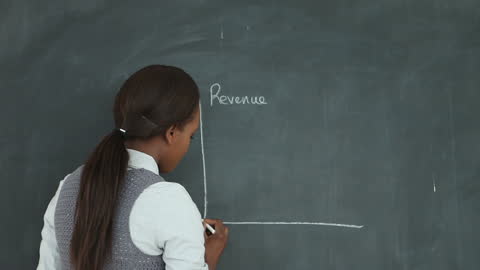 Teacher Creating Graph on Chalkboard in Classroom