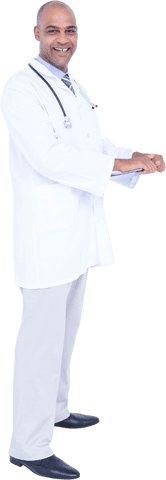 smiling doctor in white coat holding chart with transparent background - Download Free Stock Videos Pikwizard.com