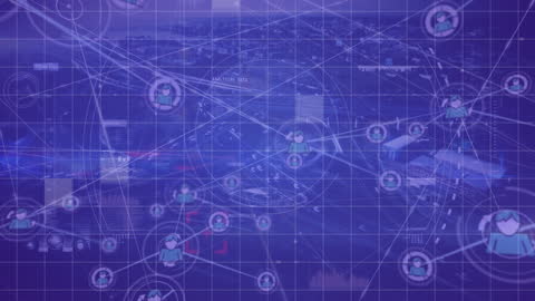 Abstract Network of Connections Over Cityscape