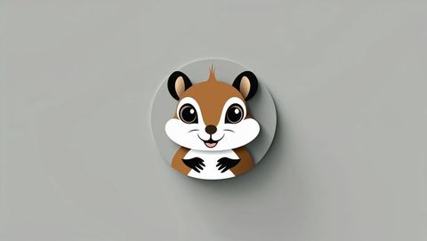 Whimsical cartoon chipmunk illustration on gray circle