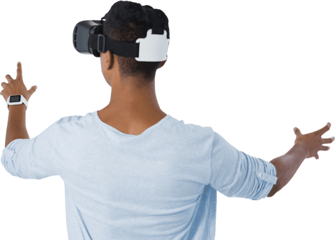 Back View of Man Experiencing Virtual Reality on Transparent Background - Download Free Stock Videos Pikwizard.com