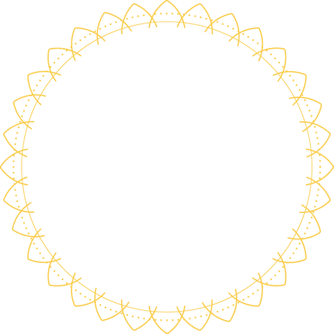 Elegant golden ornamental circle frame on transparent background