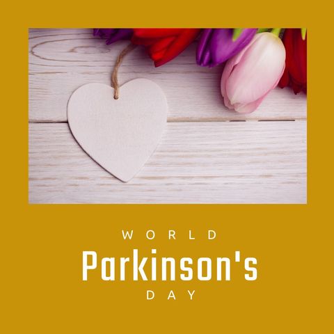 Tulips and Heart Celebrating World Parkinson's Day Awareness - Download Free Stock Templates Pikwizard.com