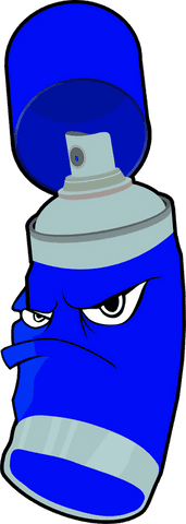 Transparent Background Angry Blue Spray Paint Can Cartoon Illustration