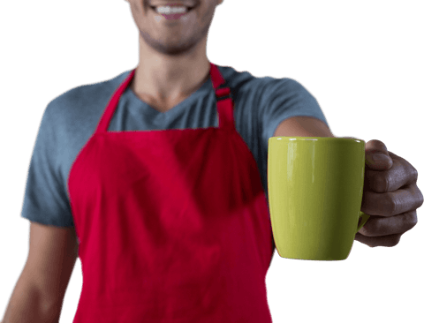 smiling waiter with yellow mug on transparent background - Download Free Stock Videos Pikwizard.com