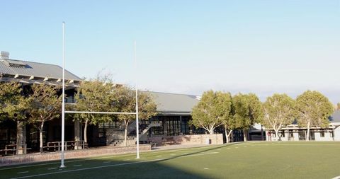 Outdoor Rugby Field with Goalpost on Sunny Day