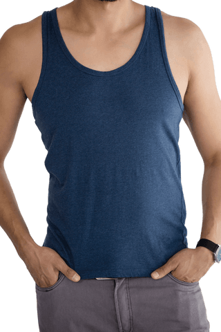 Transparent Mid-section of Man in Blue Tank Top