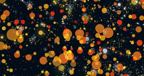 Festive Snowflakes and Sparkling Lights on Dark Background