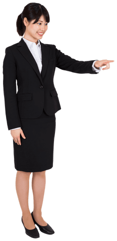 Transparent Businesswoman Pointing Direction Confidently