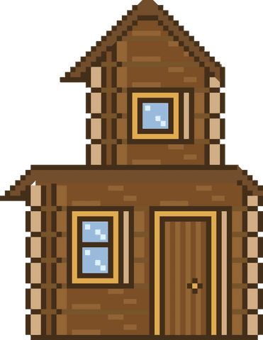 rustic pixel art log cabin with gabled roof on transparent background - Download Free Stock Videos Pikwizard.com