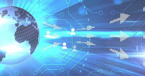 Digital Connectivity and Data Flow with Globe and Circuit Grid - Download Free Stock Images Pikwizard.com