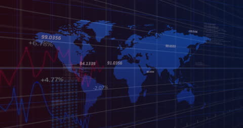 Global Financial Trends Digital Interface with Graphs