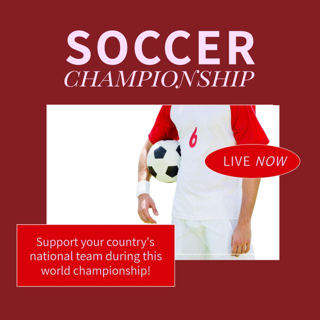 Soccer Championship Announcement with Male Player Holding Ball - Download Free Stock Templates Pikwizard.com