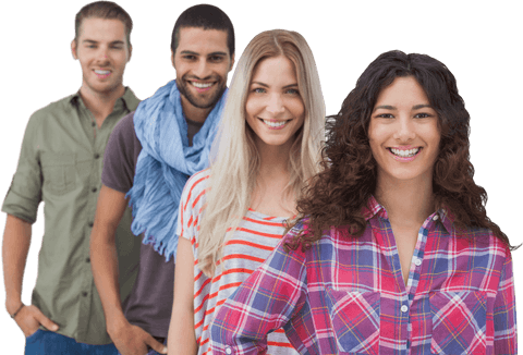 Mixed Cultural Friends Standing with Transparent Background Smiling
