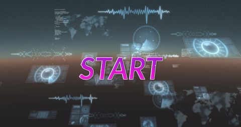 Futuristic Digital Start Screen with Data Processing Elements - Download Free Stock Images Pikwizard.com