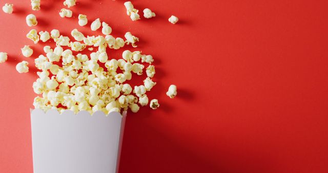 Spilled Popcorn Challenge Red Background Eliciting Joy - Download Free Stock Images Pikwizard.com