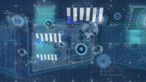 Futuristic Global Network Interface with Data Processing Visuals