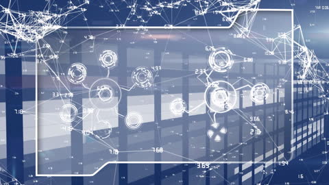 Digital Data Connections with Abstract Icons Overlay