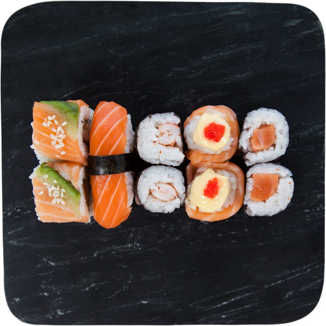 Assorted Sushi Rolls on Transparent Blackboard with Seaweed Background - Download Free Stock Videos Pikwizard.com