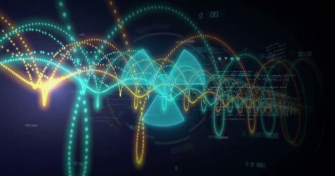 Digital Network with Geometric Radiation Symbol - Download Free Stock Images Pikwizard.com