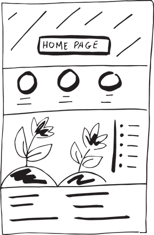 Hand drawn homepage design concept with transparent background