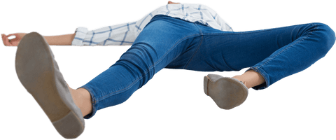 Low Section of Young Woman Reclining on Floor Transparent Background