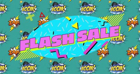 Retro Comic Flash Sale Overlay With Vibrant Colors