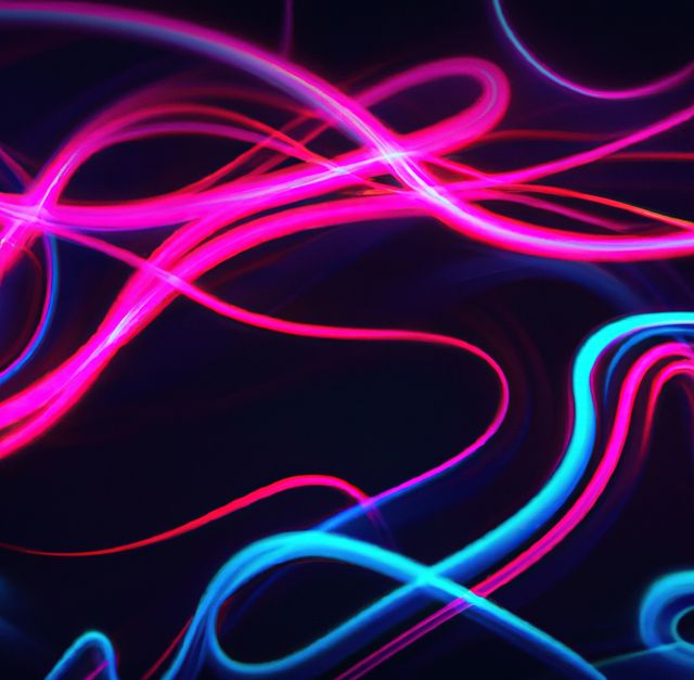 Close up of colorful neon lines on black backrgound. Abstract backrgound, light and pattern concept.