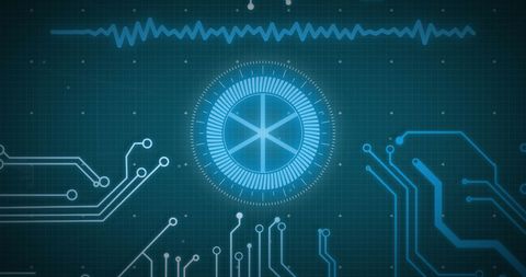 Digital Interface with Data Processing and Circuit Patterns - Download Free Stock Images Pikwizard.com
