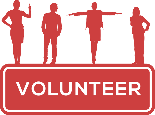 Red Volunteer Text and Diverse Silhouettes New Transparent Vector Illustration - Download Free Stock Videos Pikwizard.com