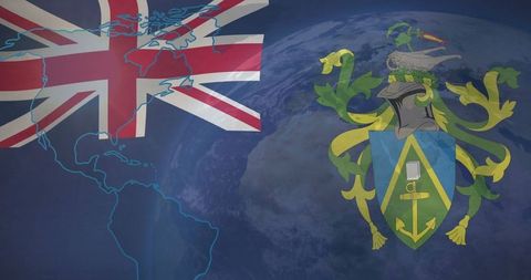 Union Jack Over Globe with Coat of Arms Representation