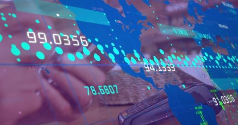 Digital Interface Showing Global Payment Data Over World Map