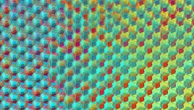 Vibrant geometric cubes with gradient waves