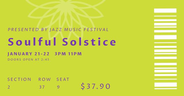 Jazz Festival Ticket Template with Floral Versatile Design - Download Free Stock Videos Pikwizard.com