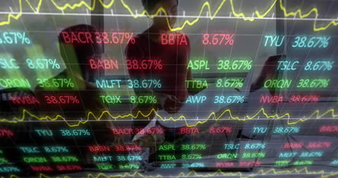 Animation of Stock Market Data Over Busy Office Environment
